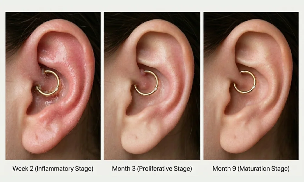 Daith Piercing Healing Stages Month by Month