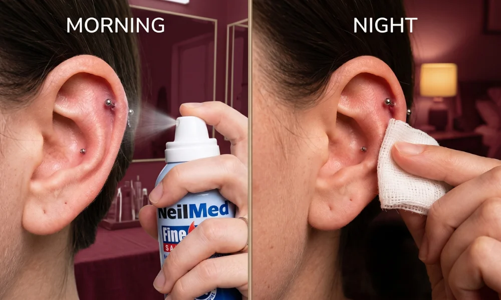 Morning and Night Piercing Cleaning Schedule