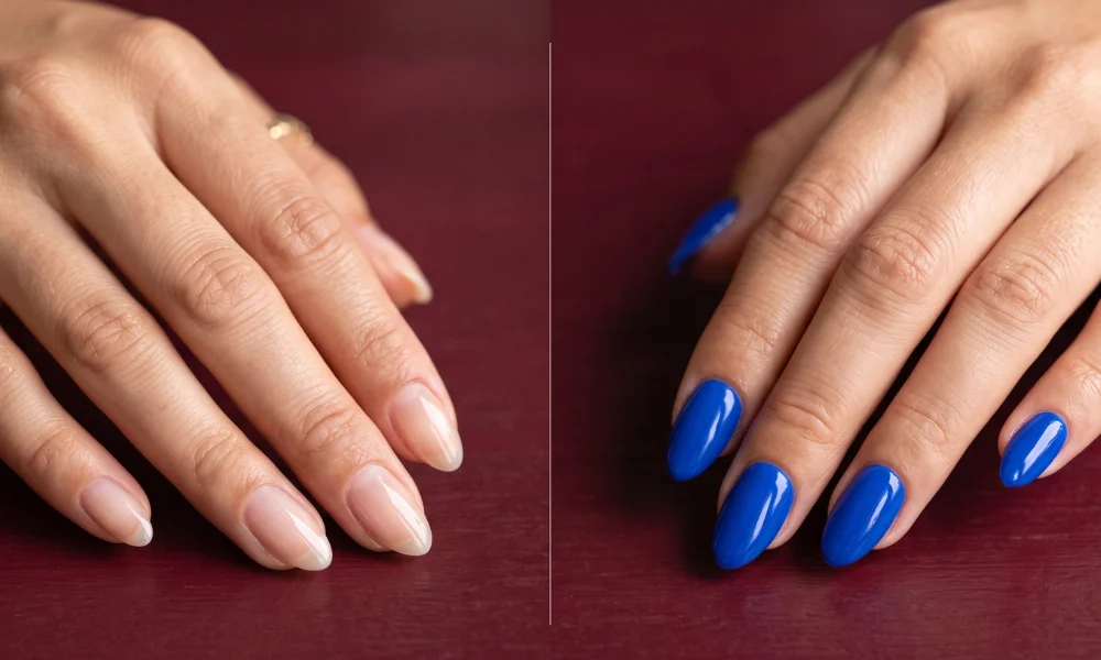 Natural Short Almond Nails vs Short Almond Acrylic Nails