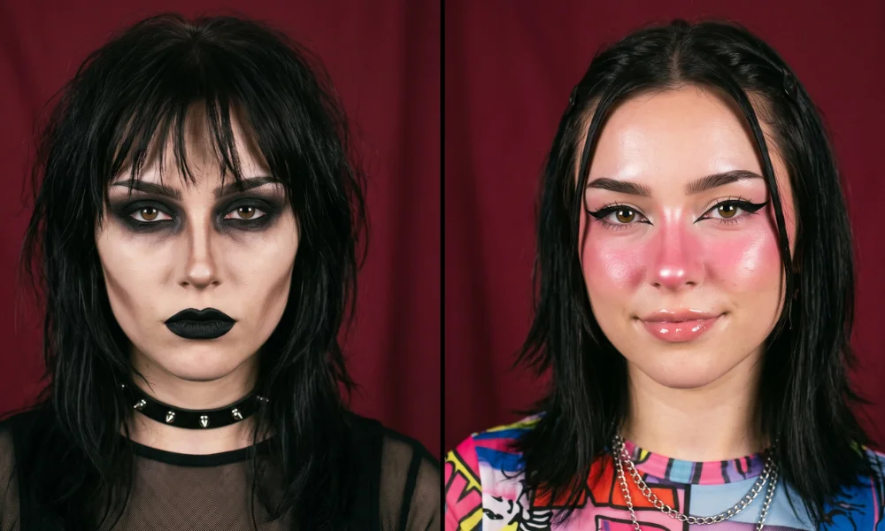 Egirl Makeup Look vs Goth Makeup