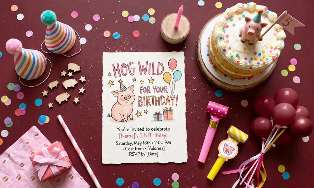 Pig Puns for Birthdays and Party Invites