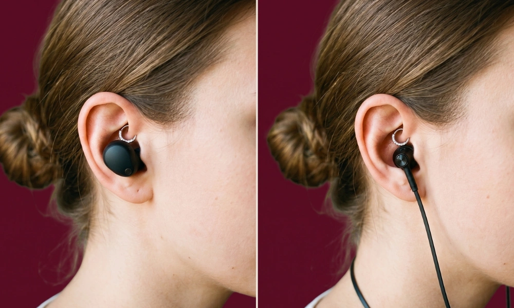 Daith Piercing and Earbuds: Wireless vs. Wired