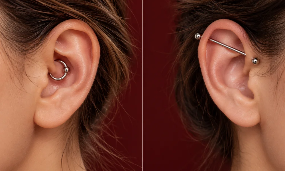 Daith Piercing vs Industrial Placement