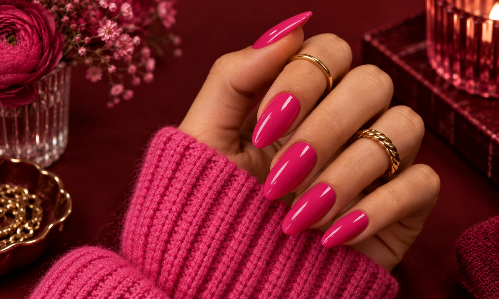 4. Hot Pink Nails for a Bold Look
