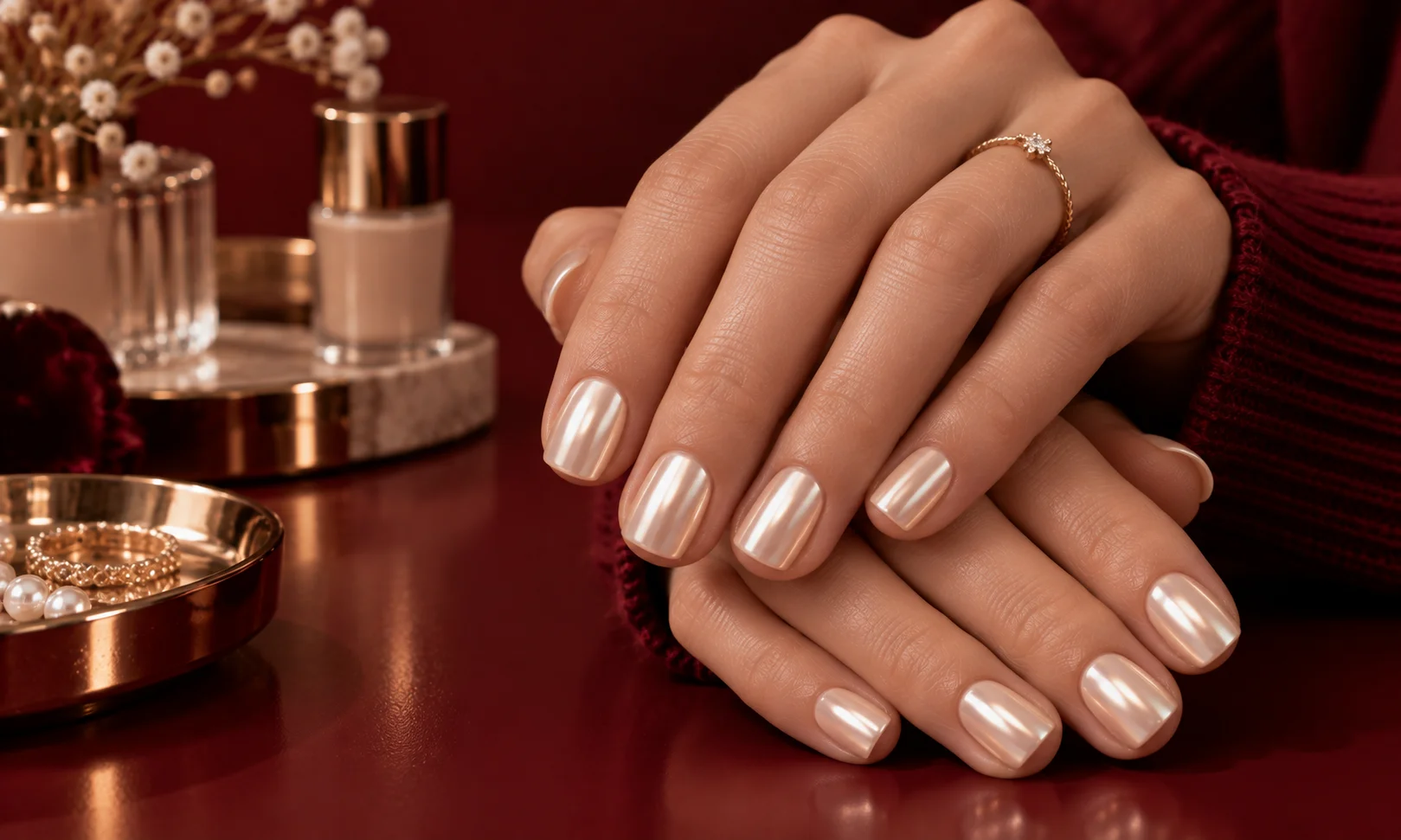 Vanilla Chrome on Short Nails