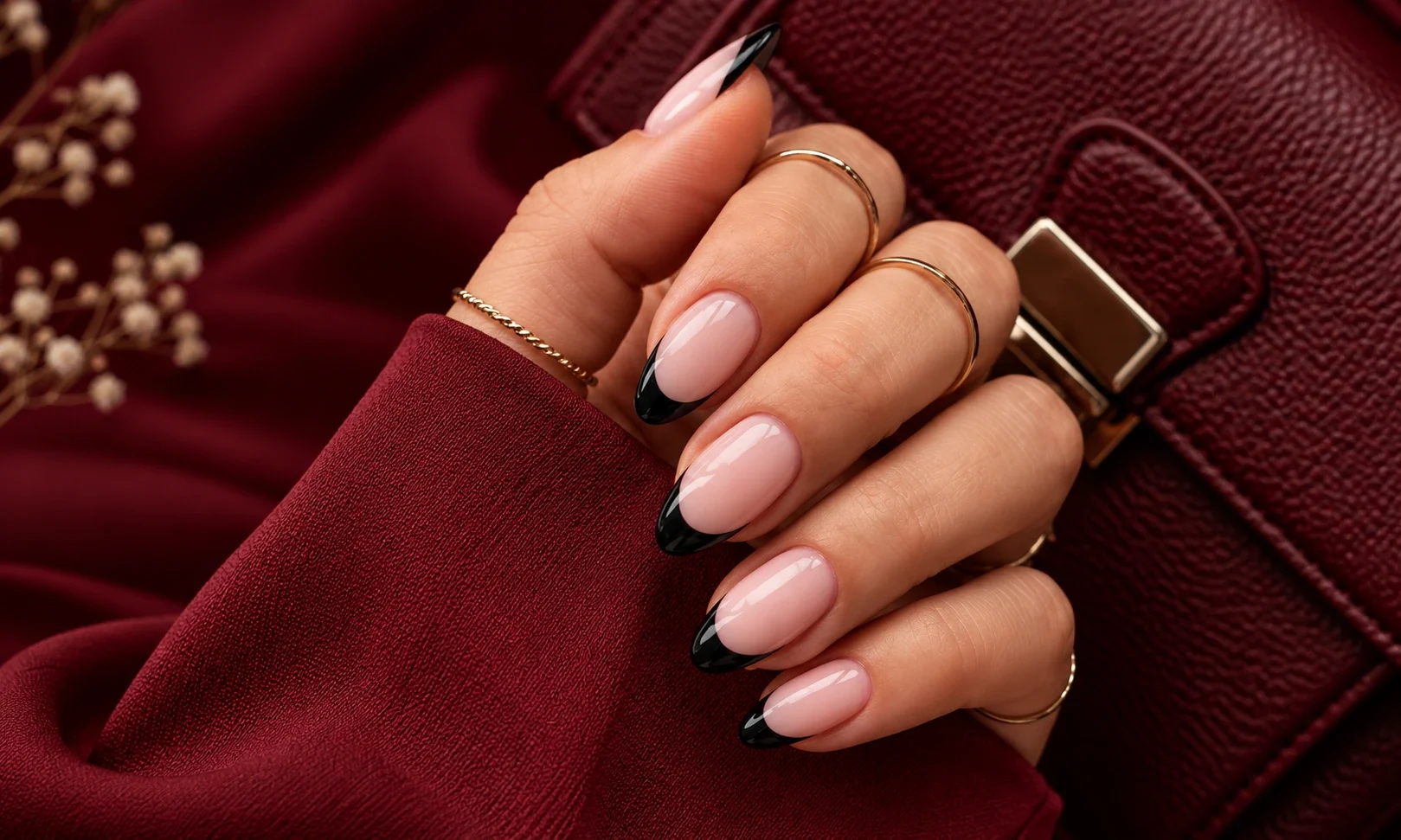 Black French Tips for a Modern Edge