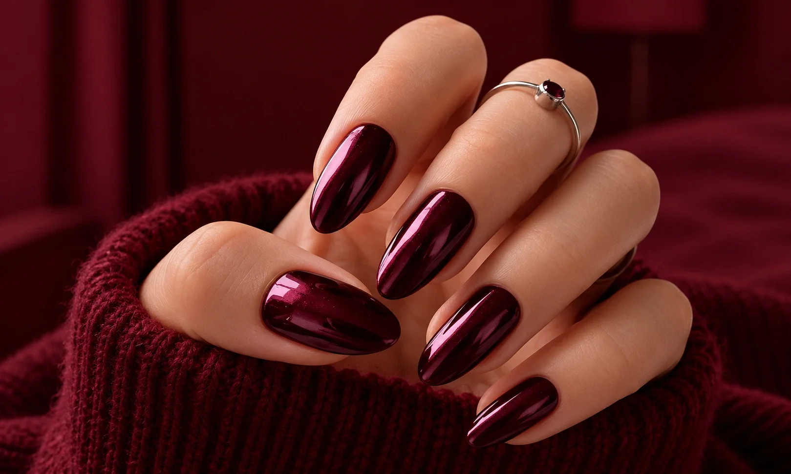 Burgundy Chrome Nails
