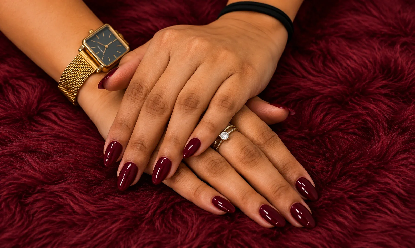 Burgundy Short Nails for a Rich Finish
