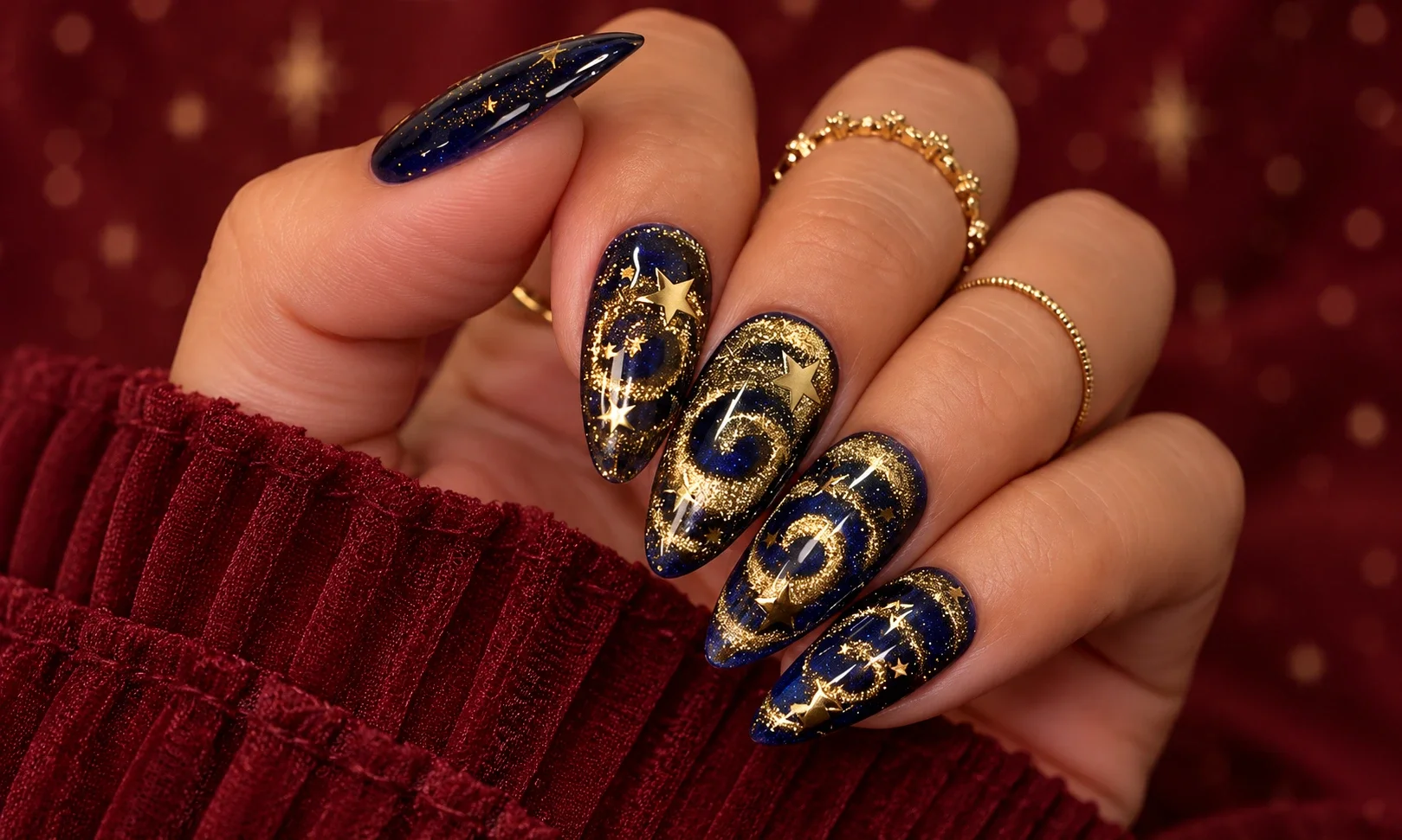Pink and lavender magnetic cat-eye nails