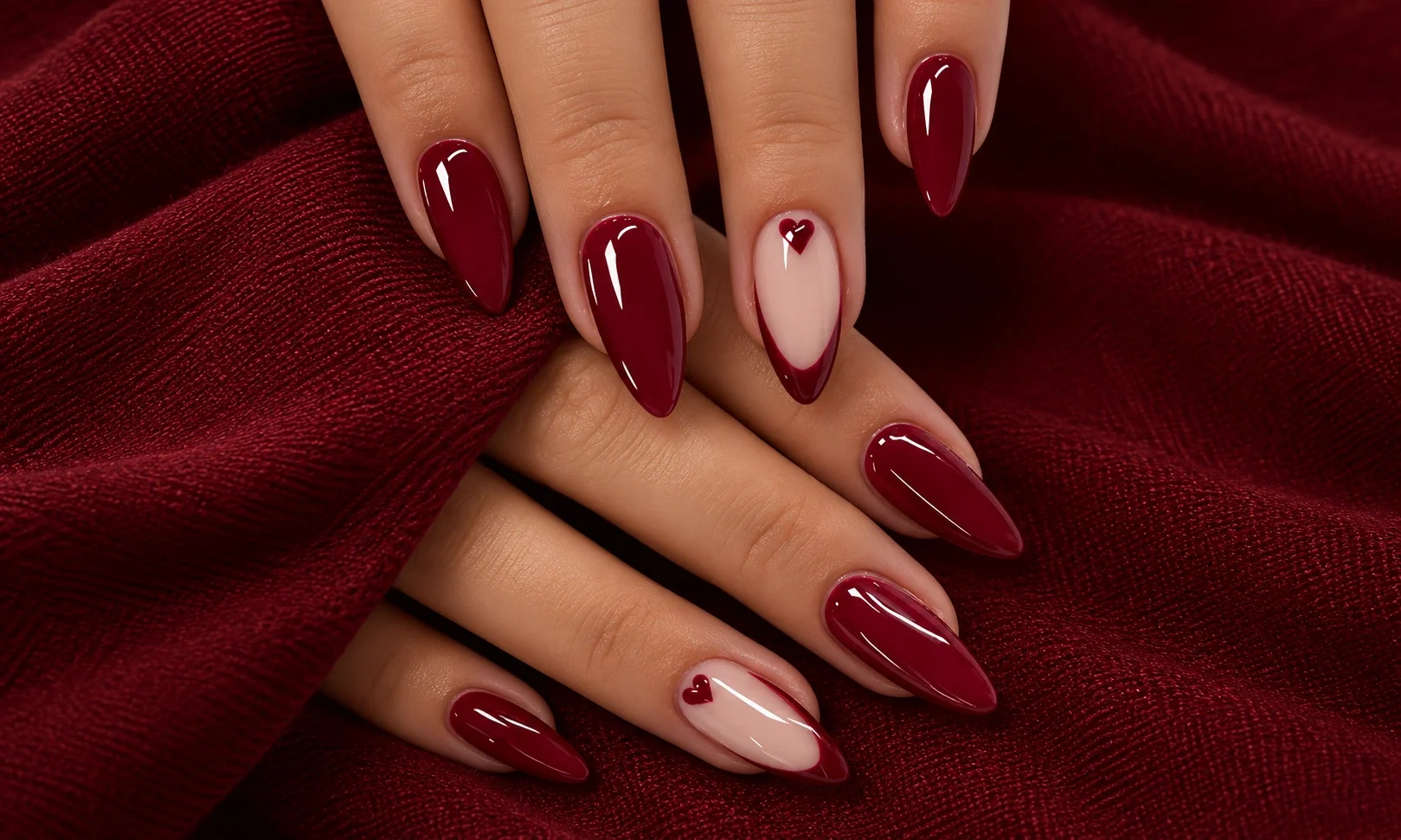 Glossy cherry red manicure
