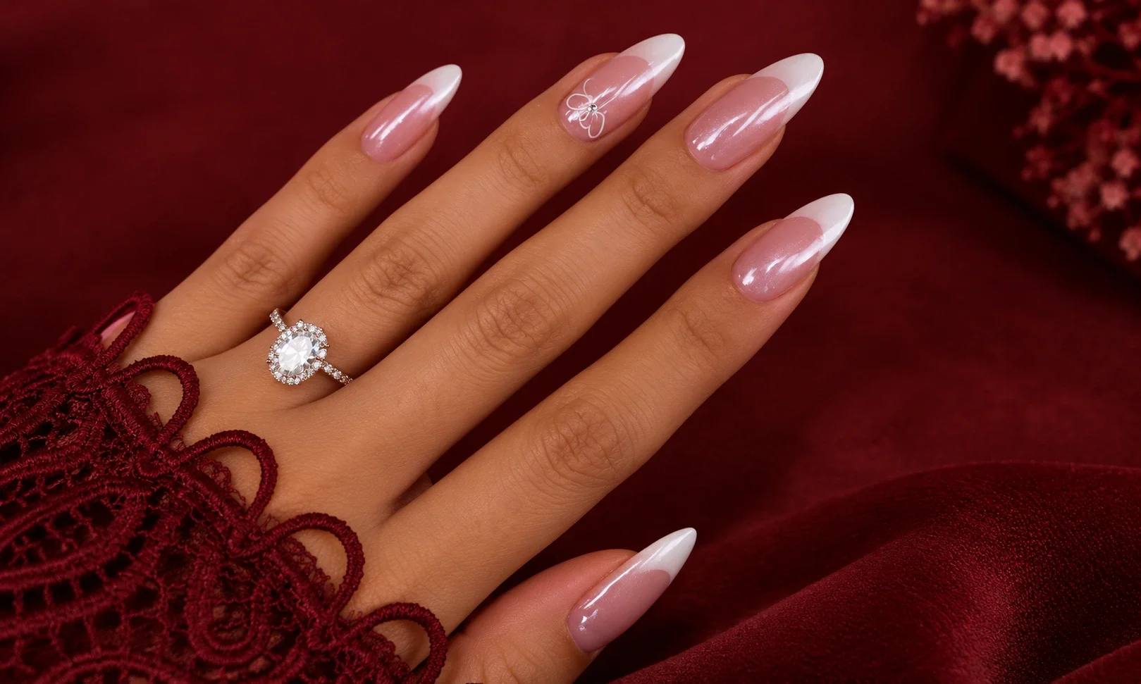 Silver chrome French tip nails
