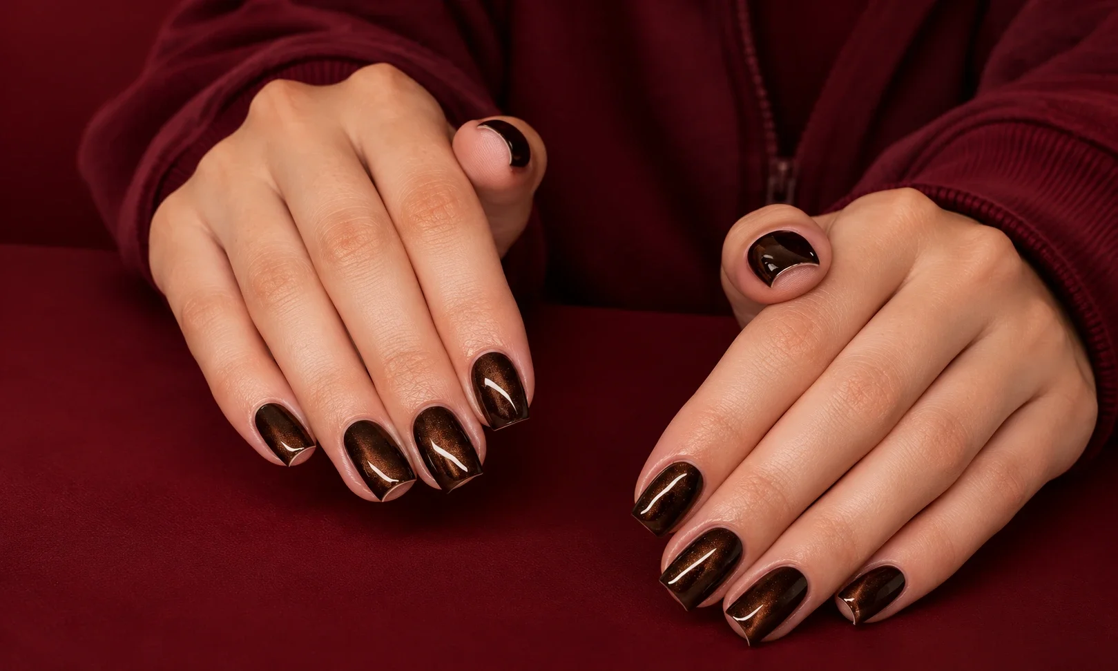 Dark Chocolate Chrome Nails