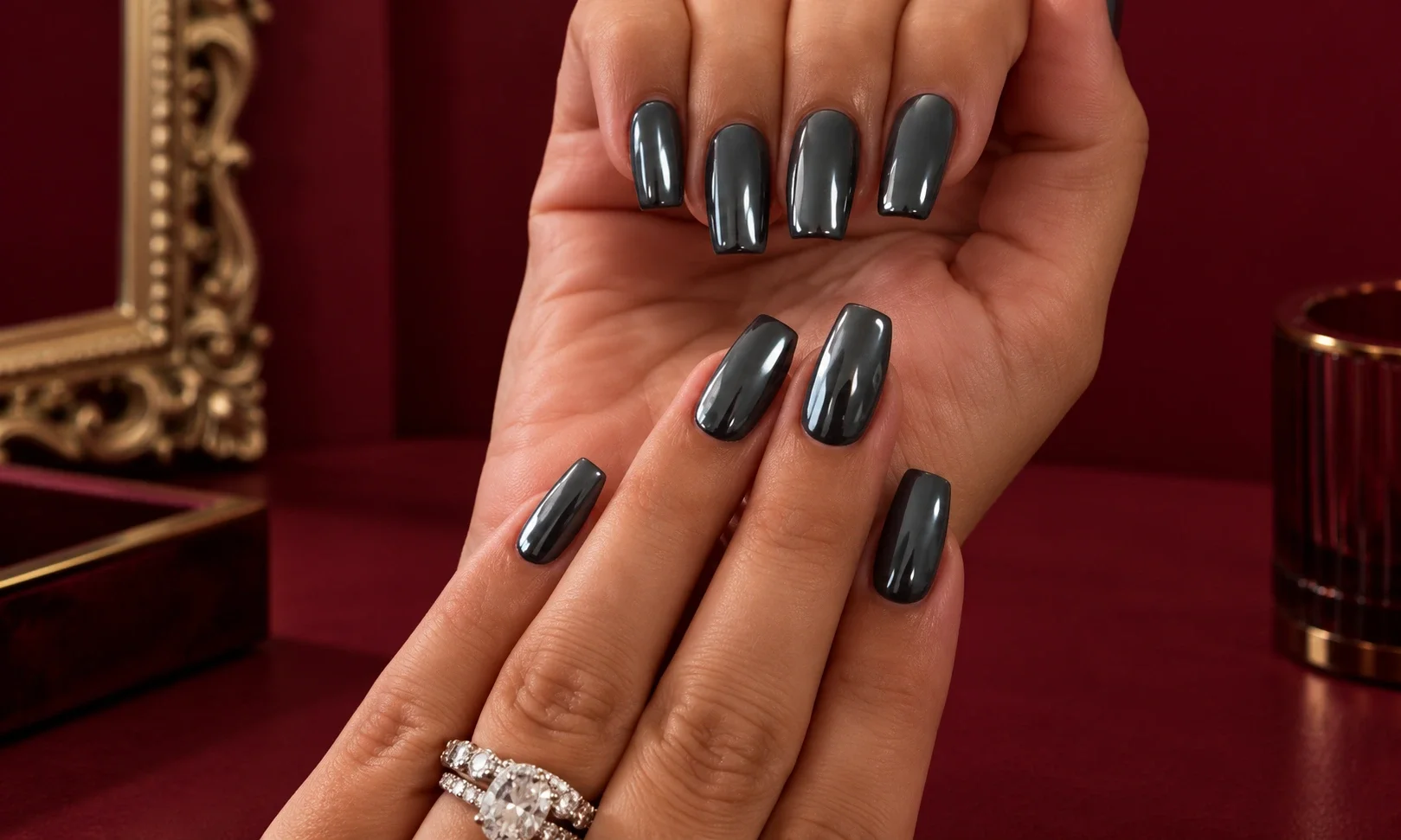 Gunmetal Chrome Nails