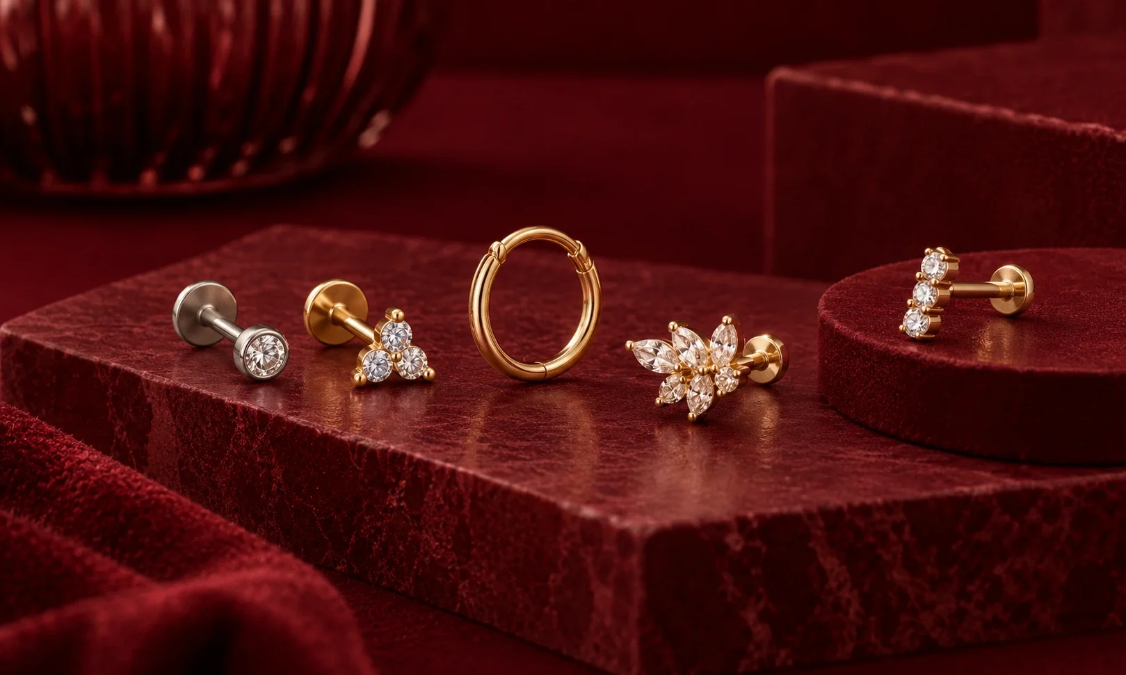 Helix piercing jewelry styles and options.