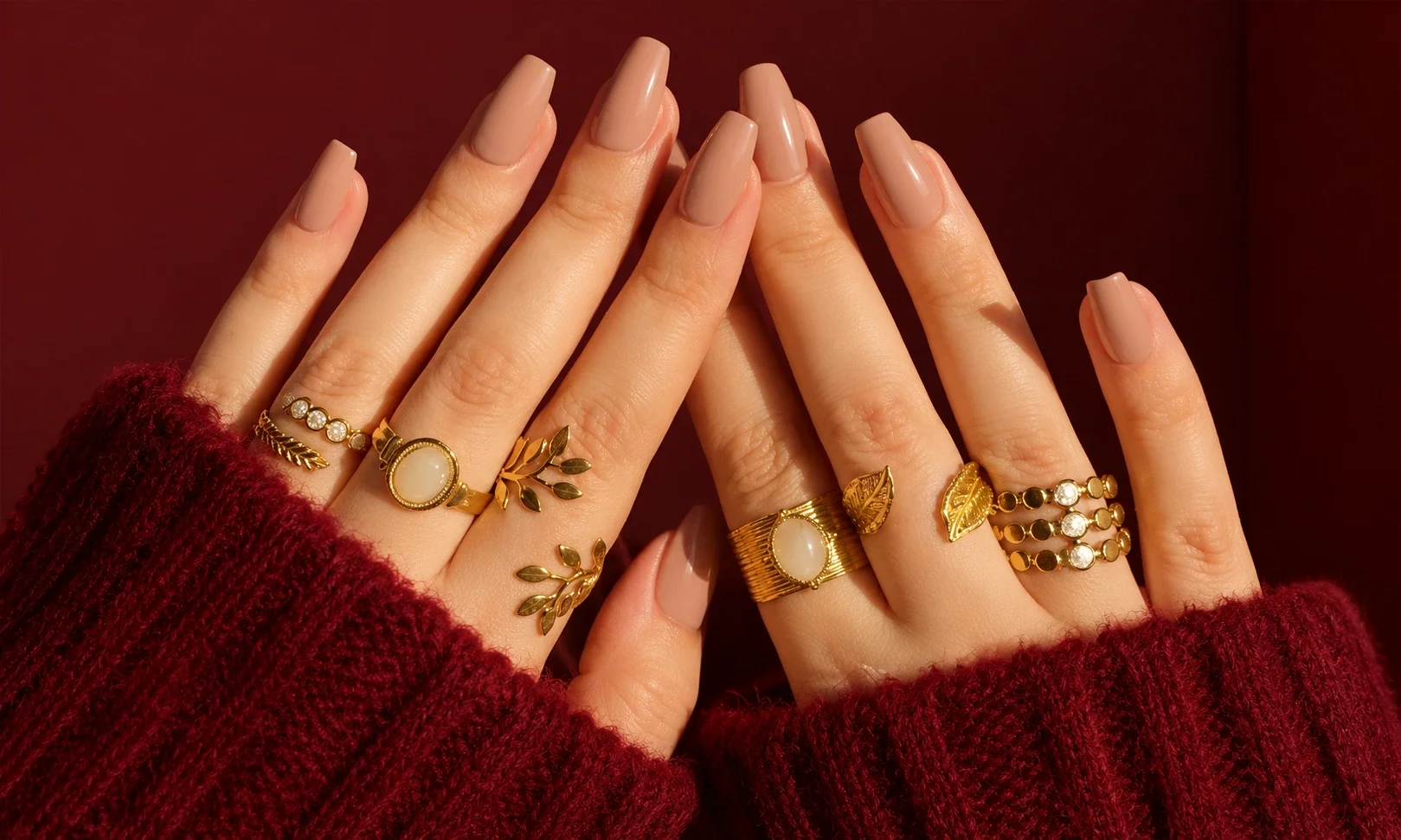 Warm peachy nude nail polish