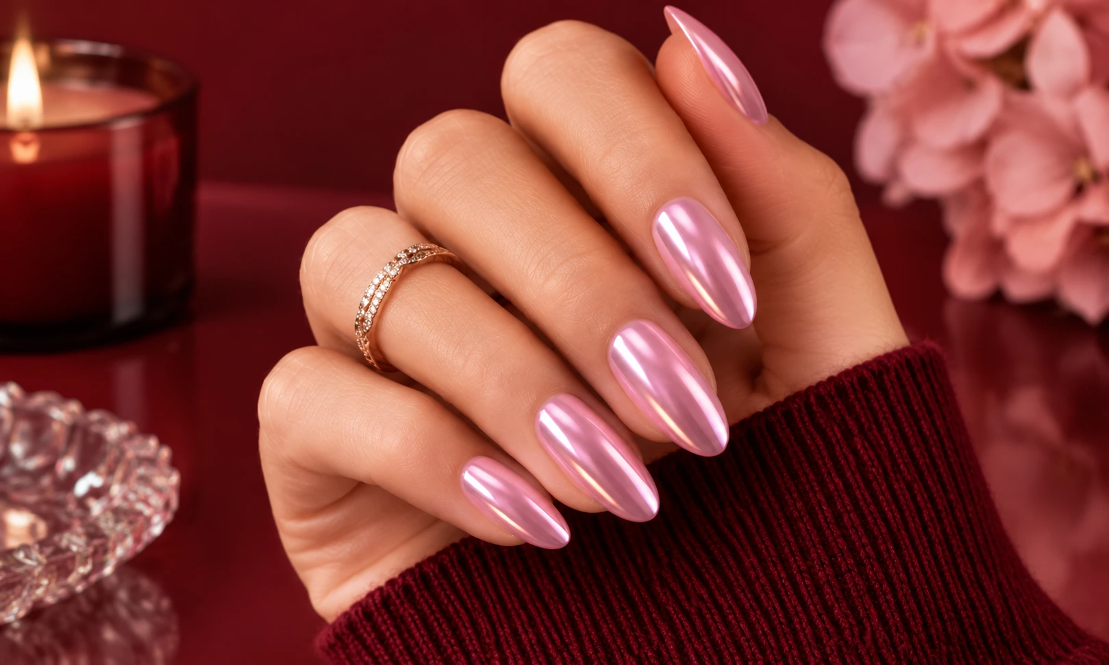 Pink Chrome Nails