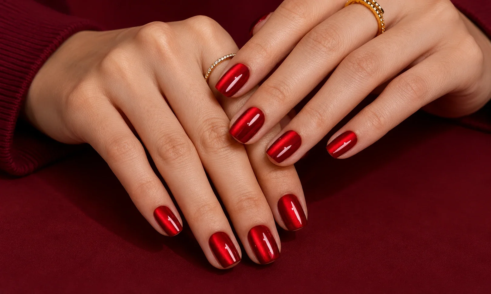 Short Square Nails With a Classic Red Polish