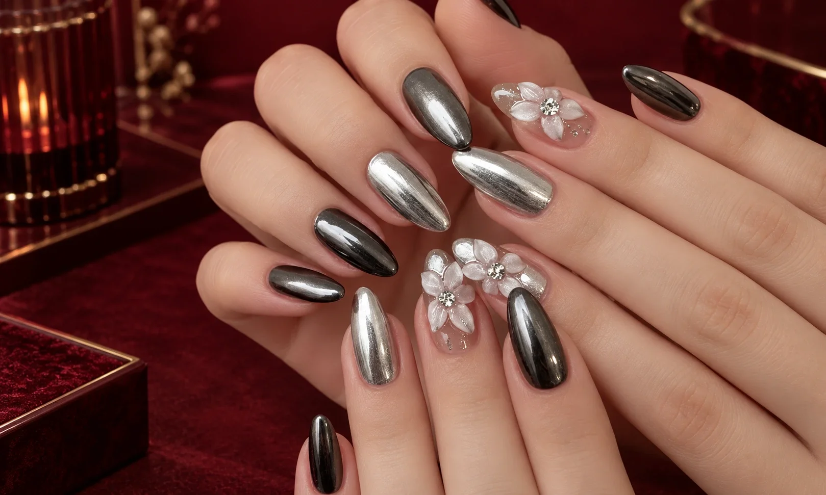 Silver Chrome Over a Black Base