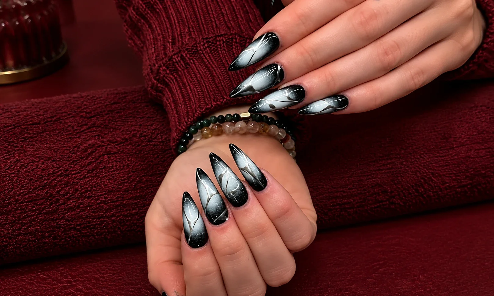 Smoky Black Chrome Nails