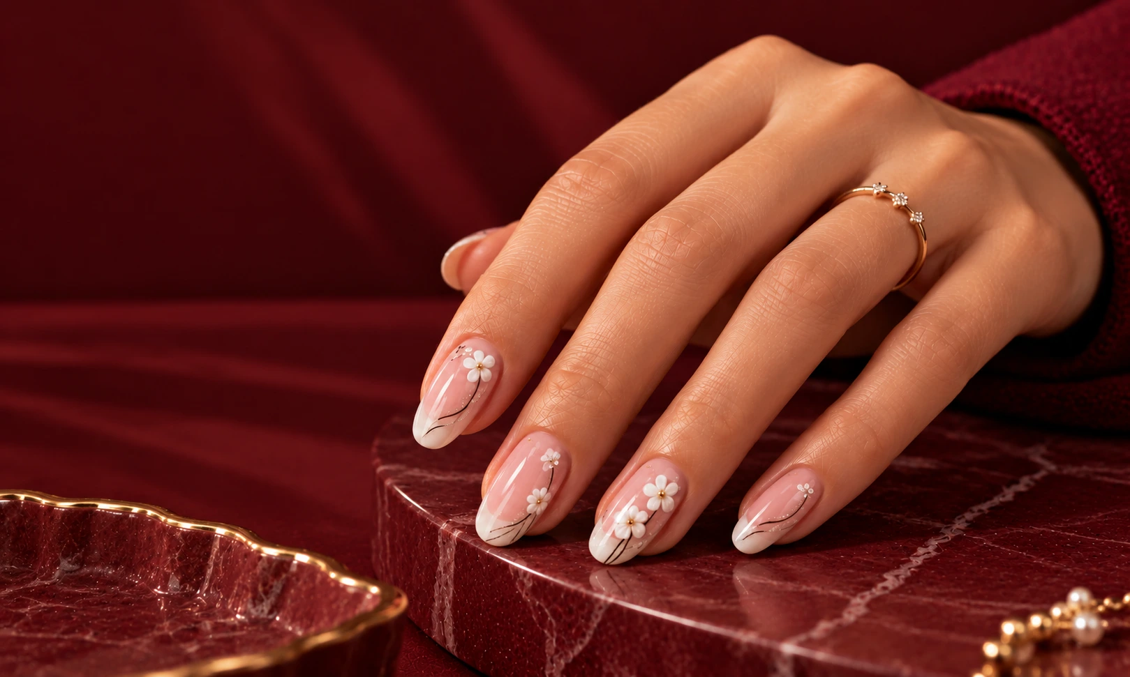 2. Tiny floral nails