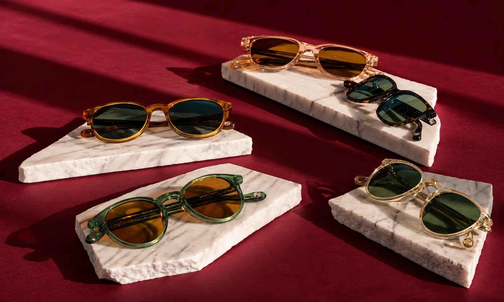 Sunglasses with protective UV-filtering lenses.