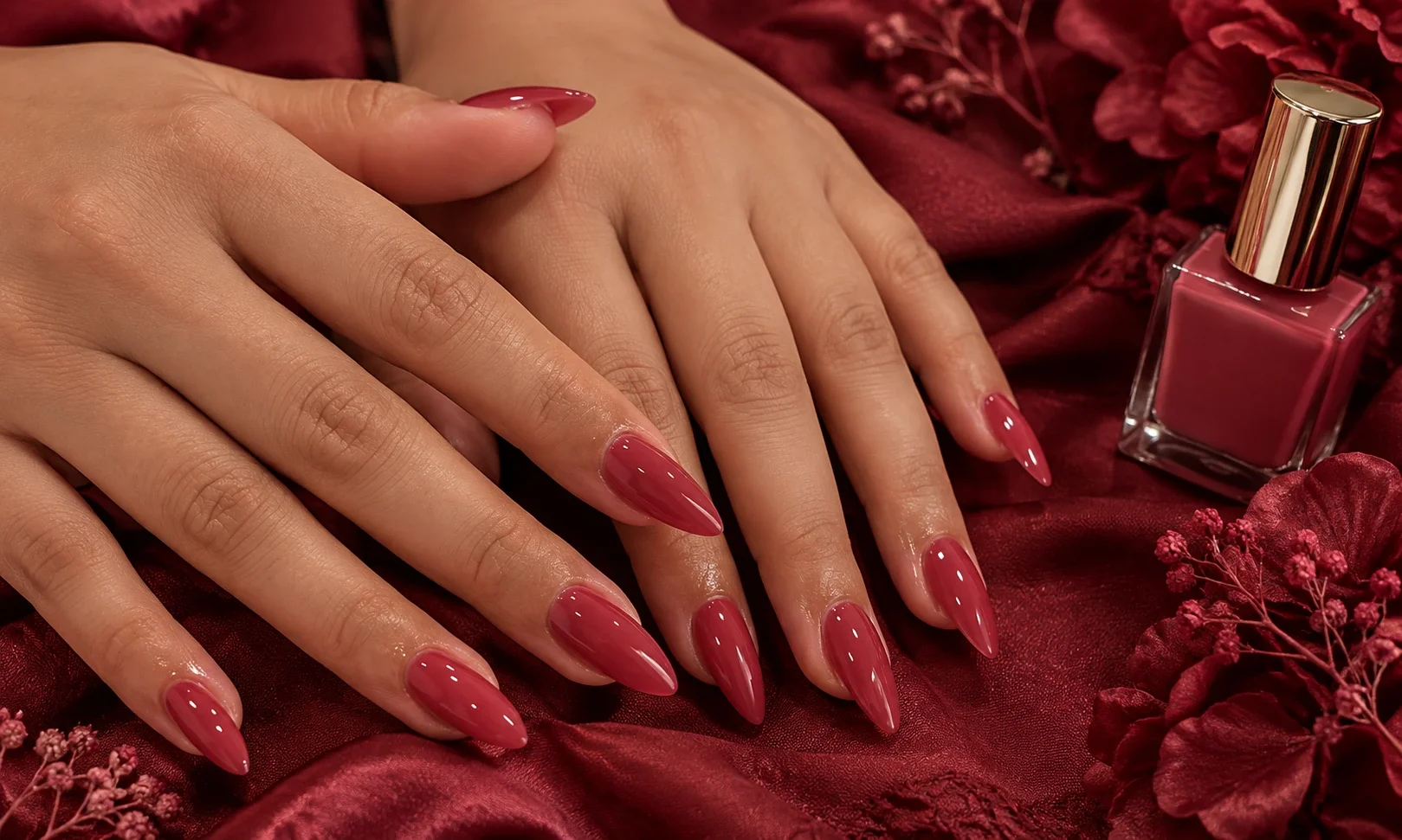 Glossy translucent jelly pink nails