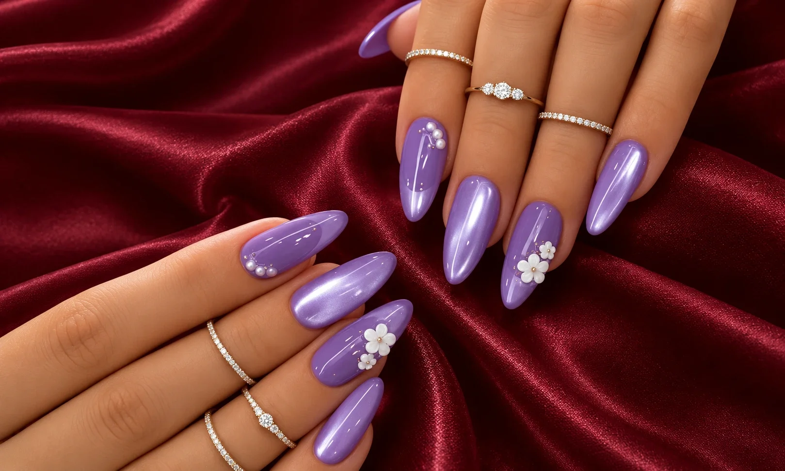 Glossy pastel lavender nails