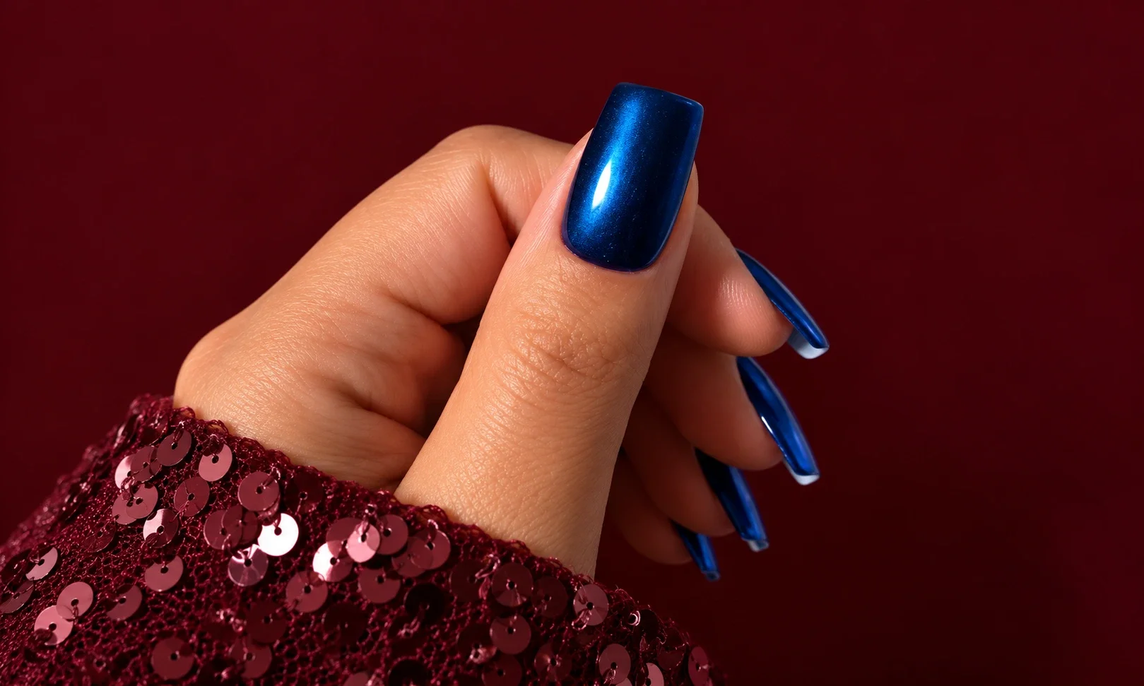 Midnight Blue Chrome Nails