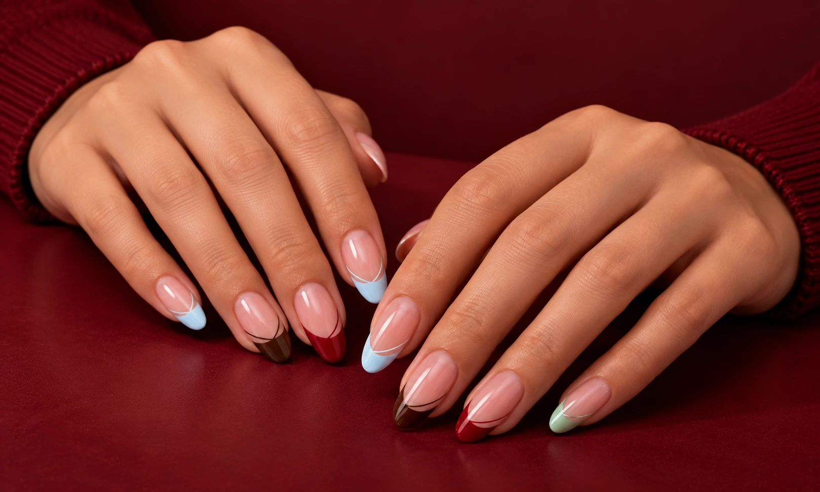 1. Soft French tips with a twist