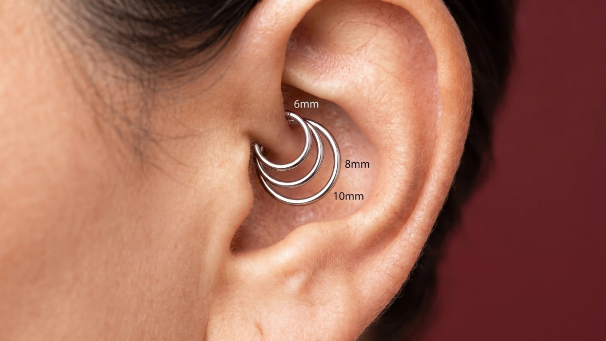 Daith Piercing Hoop Size Guide: 6mm, 8mm, 10mm Explained